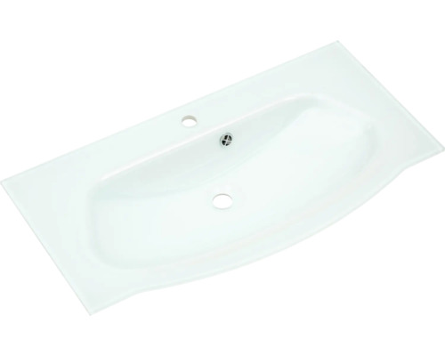 Waschtisch aus Glas mit Hahnloch und Überlauf