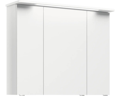 Armoire suspendue blanche avec trois portes et éclairage