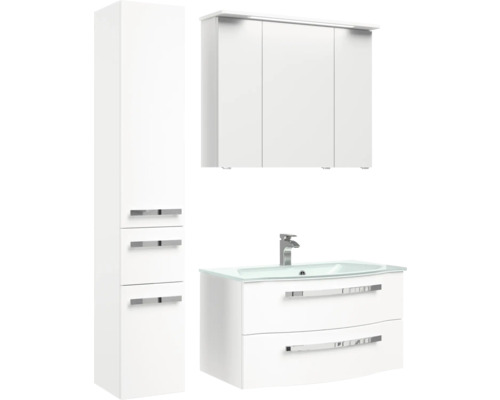 Ensemble de meubles de salle de bains avec meuble sous-lavabo, armoire de toilette et armoire haute