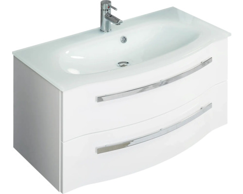 Meuble sous-vasque avec deux tiroirs, lavabo et robinetterie