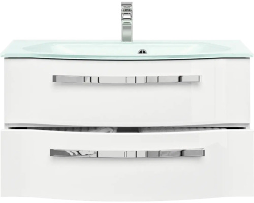 Waschtischunterschrank mit Waschbecken und zwei Schubladen