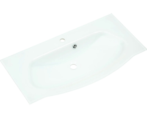 Waschtisch aus Glas mit Hahnloch und Überlauf