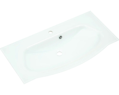 Waschtisch aus Glas mit Hahnloch und Überlauf