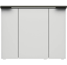Meuble de salle de bains blanc avec trois portes et éclairage