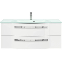 Meuble sous-lavabo avec lavabo en verre et deux tiroirs