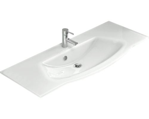 Keramikwaschtisch mit Armatur für das Badezimmer