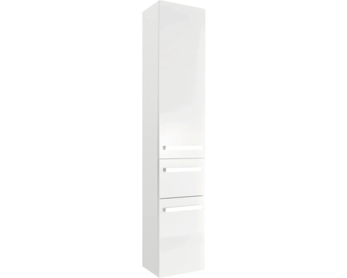 Armoire haute de salle de bains blanche avec deux tiroirs