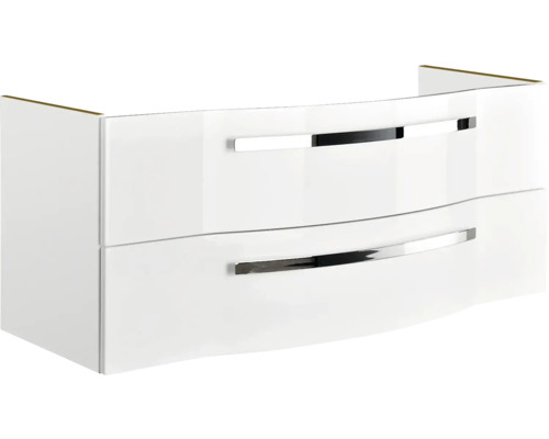 Meuble sous-lavabo avec deux tiroirs et poignées