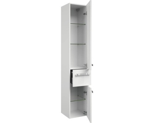 Weisser Badezimmer Hochschrank mit Schublade und Regalböden