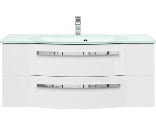 Waschtischunterschrank mit zwei Schubladen, Waschtischplatte und Armatur