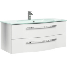 Waschtischunterschrank mit zwei Schubladen und Glaswaschbecken