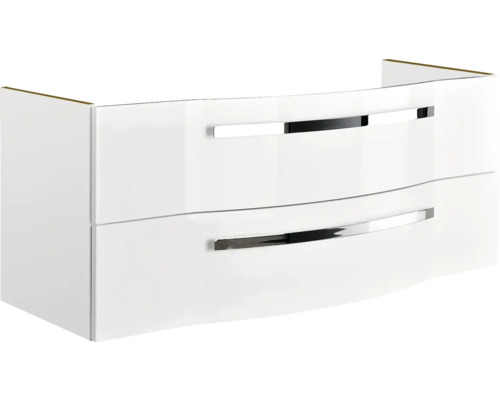 Meuble sous-lavabo avec deux tiroirs et poignées