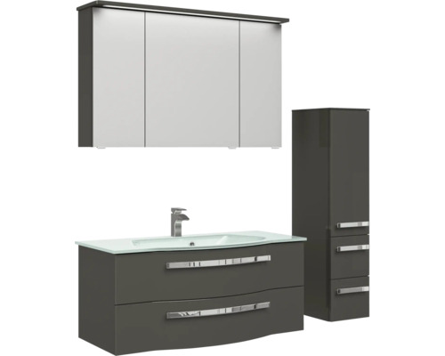 Ensemble de meubles de salle de bains avec lavabo, armoire de toilette et armoire haute