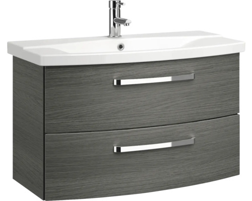 Waschtischunterschrank mit zwei Schubladen, Keramikwaschbecken und Armatur