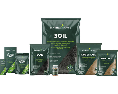 Produits de plantation d''aquarium Dennerle Plants, y compris substrat de fond, substrat et engrais