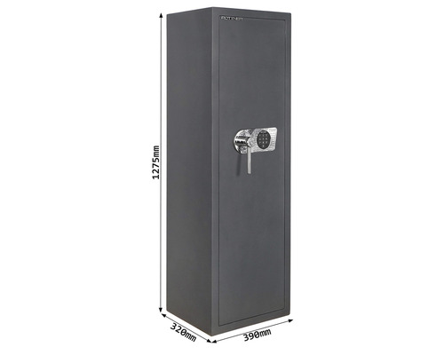 Armoire à fusils avec serrure électronique et clé, dimensions 1275x390x320 millimètres