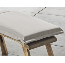 Banc en bois avec coussin rayé pour plus de confort