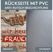Rückseite einer Fußmatte mit PVC Antirutschbeschichtung