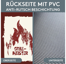 Grillmatte mit Grillmeister Motiv und rutschfester PVC Beschichtung