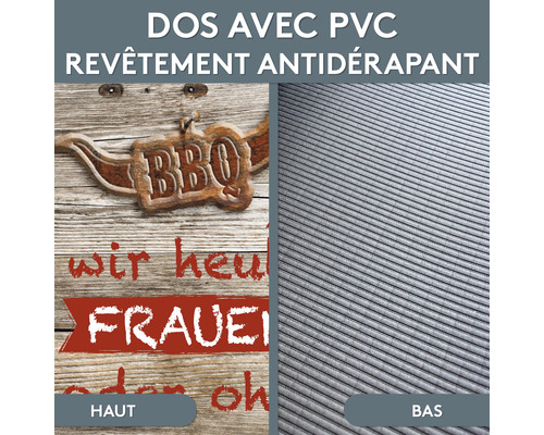 Rückseite mit PVC und Antirutschbeschichtung