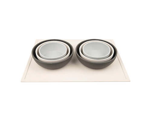 Deux ensembles de gamelles pour chiens avec un tapis pour animaux de compagnie