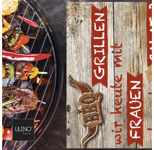 Lileno Home Tischdecke mit Grillmotiven und dem Schriftzug Grillen für den Garten oder die Terrasse.