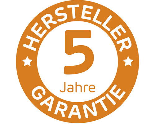 Herstellergarantie von 5 Jahren