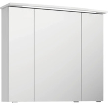 Armoire de toilette blanche avec trois portes et éclairage