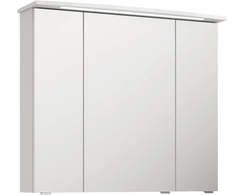 Armoire de toilette blanche avec trois portes et éclairage