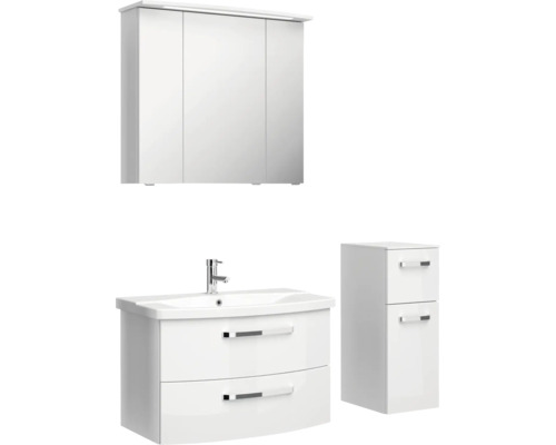 Badezimmerset mit Waschtischunterschrank, Spiegelschrank und Seitenschrank