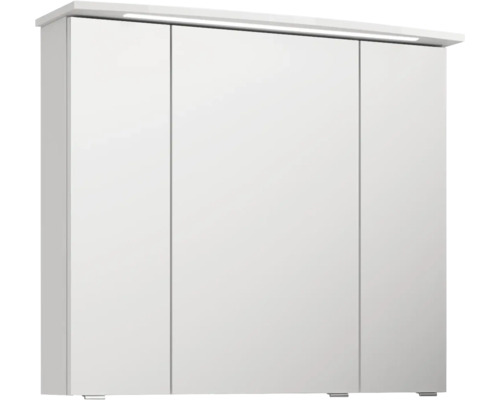 Weisser Spiegelschrank mit drei Türen und Beleuchtung