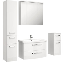 Ensemble de meubles de salle de bains avec armoire de toilette, meuble sous-lavabo, armoire haute et meuble bas