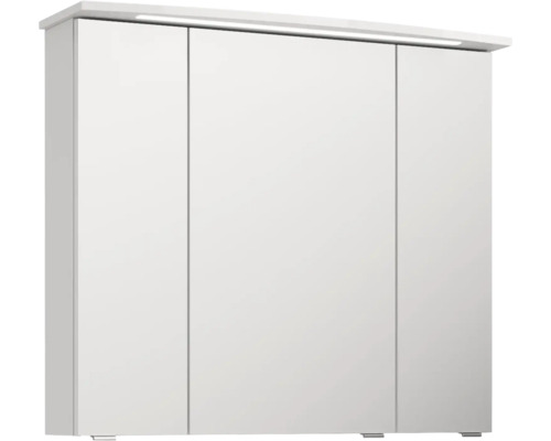 Armoire de toilette blanche avec trois portes et éclairage