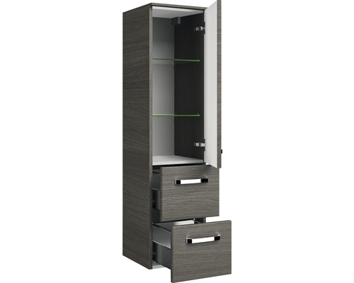 Armoire haute de salle de bain avec tiroirs et étagères