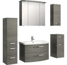 Ensemble de meubles de salle de bains avec meuble sous-lavabo, lavabo, armoire de toilette et armoires hautes