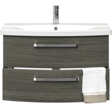 Meuble-lavabo avec deux tiroirs, robinet et serviette