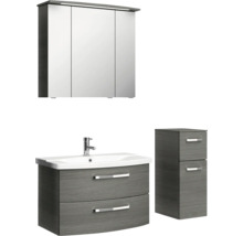 Ensemble de meubles de salle de bains avec meuble sous-lavabo, lavabo, armoire de toilette et armoire haute