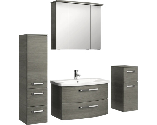 Badezimmermöbelset mit Waschtisch, Spiegelschrank und Hochschrank