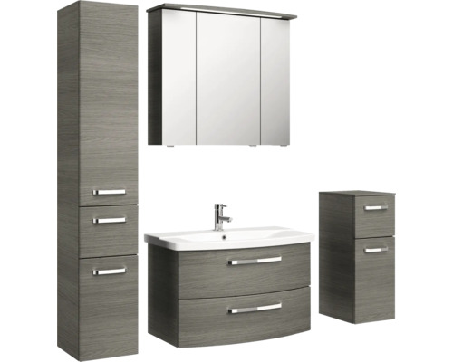 Badezimmer Set mit Waschtisch, Spiegelschrank und Hochschrank