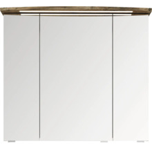 Armoire de toilette à miroir avec trois portes et étagère en bois