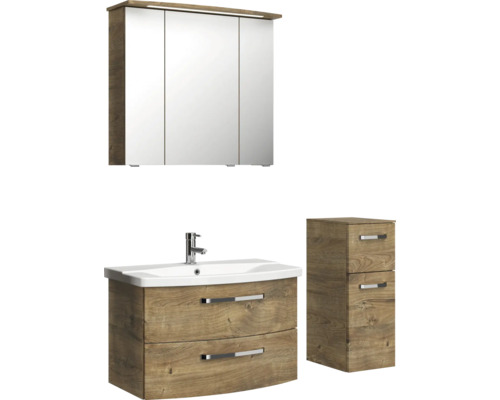 Badezimmermöbelset mit Spiegelschrank, Waschbeckenunterschrank und Seitenschrank