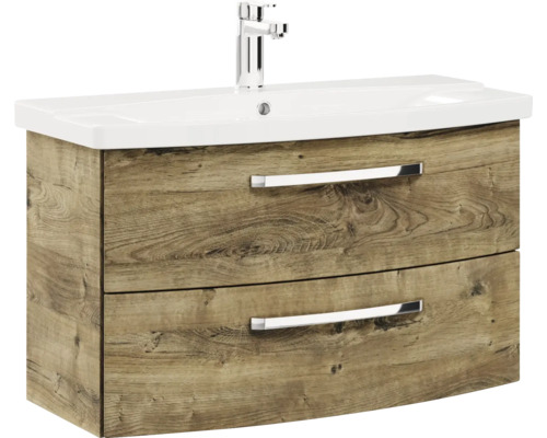 Waschtischunterschrank mit Waschbecken und zwei Schubladen