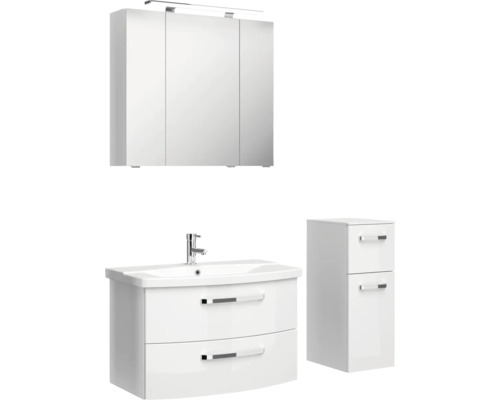 Badezimmerensemble mit Spiegelschrank, Waschtischunterschrank und Seitenschrank
