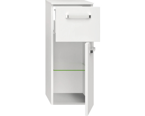 Armoire de salle de bains avec tiroir et porte ouverte