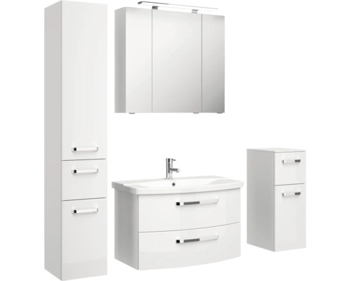 Ensemble de meubles de salle de bain avec meuble sous-lavabo, armoire de toilette, armoire haute et armoire latérale pour la salle de bain