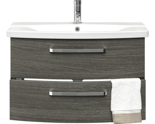 Meuble sous-lavabo avec deux tiroirs, lavabo et robinet