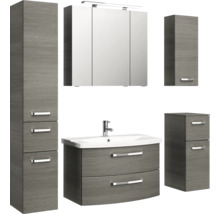 Ensemble de salle de bains avec lavabo, armoire de toilette et armoire haute