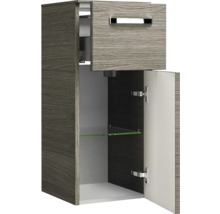 Meuble de salle de bains, armoire haute avec tiroir et porte et étagère en verre