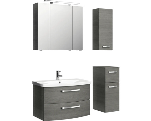 Ensemble de meubles de salle de bains avec meuble sous-lavabo, armoire de toilette et armoire haute