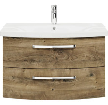 Meuble sous-lavabo avec deux tiroirs, lavabo en céramique et robinetterie